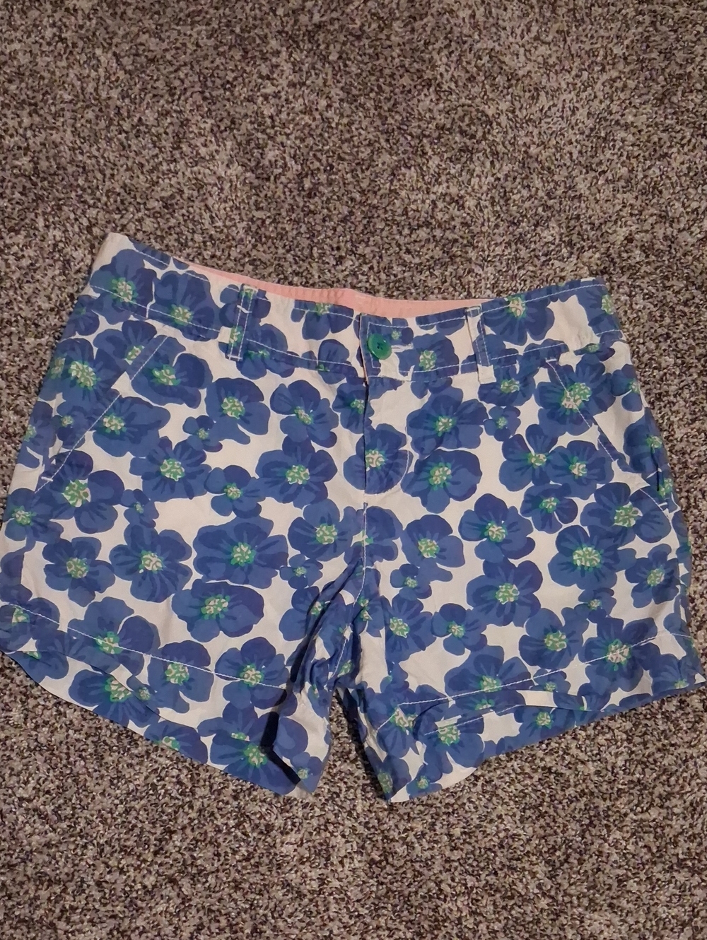 Lilly Pulitzer Blue Floral Cotton Shorts Size 4